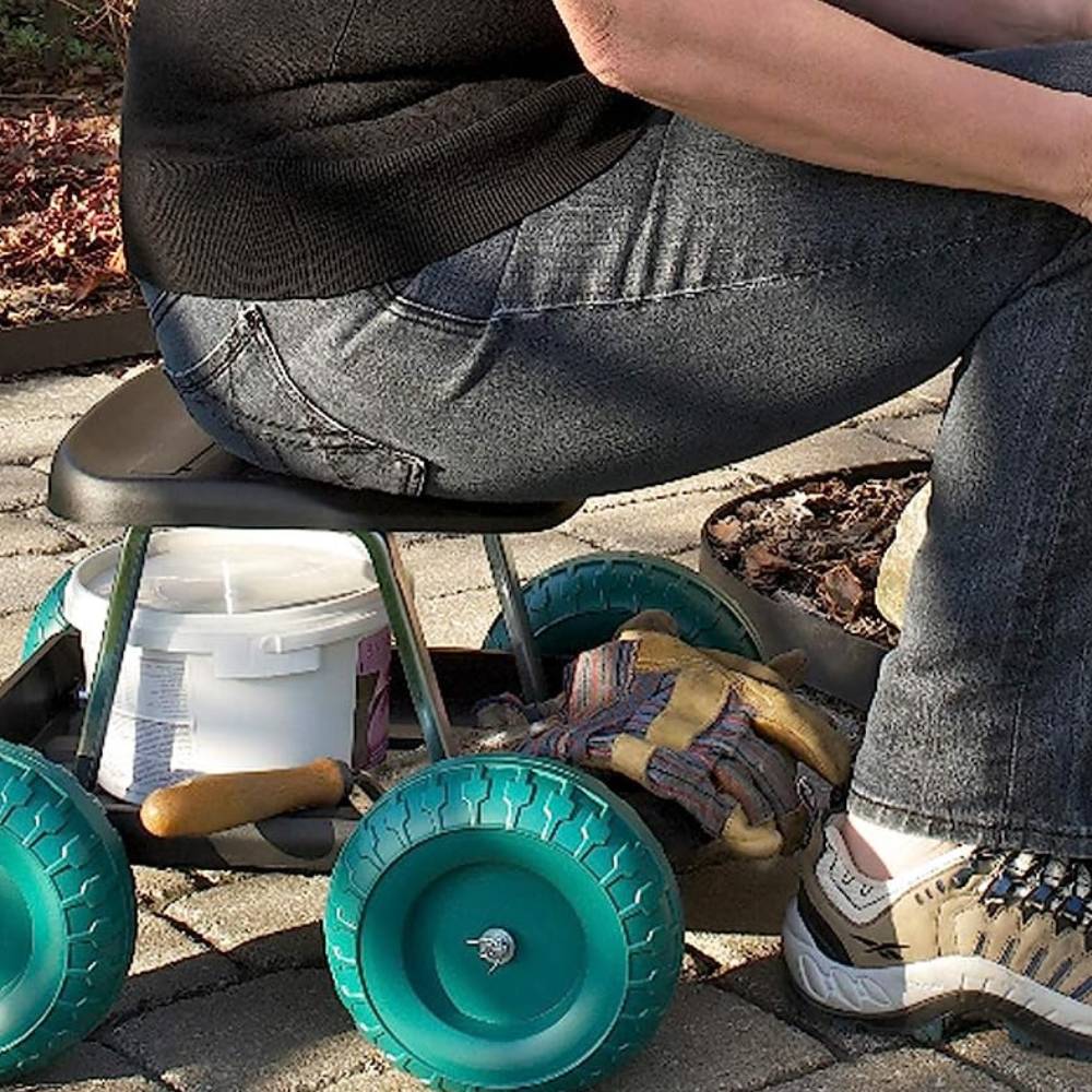Garden Work Stool With Wheels